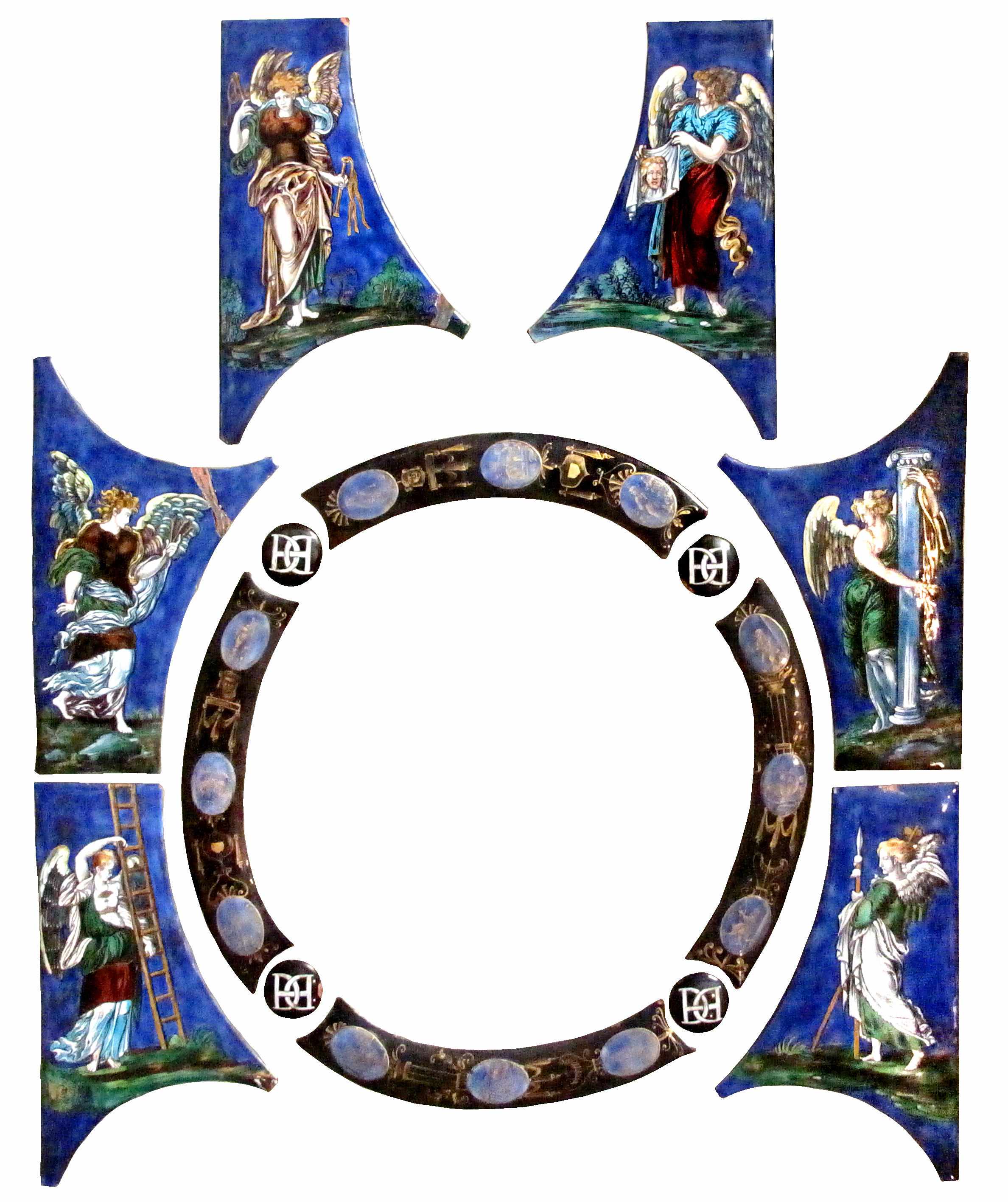 Appraisal: A set of Limoges enamel plaquettes depicting angels with various