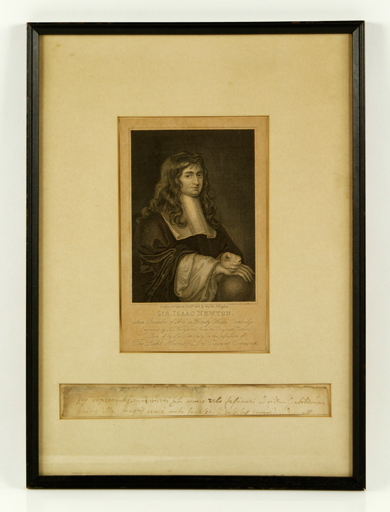 Appraisal: A - Sir Isaac Newton Handwriting Sample Handwriting sample Sir