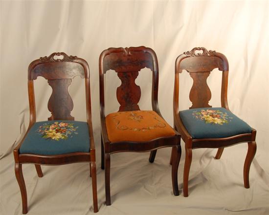 Appraisal: Three th C Mahogany Side Chairs all with carved crests