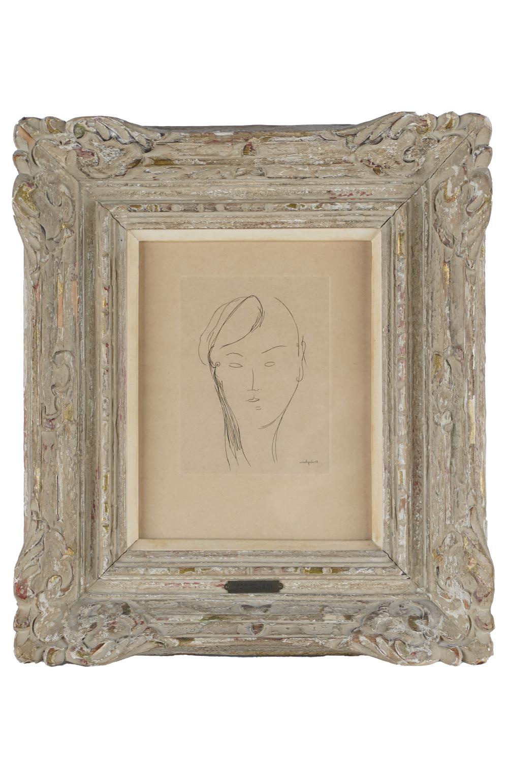 Appraisal: AMEDEO MODIGLIANI - PORTRAITetching signed in plate lower left Condition