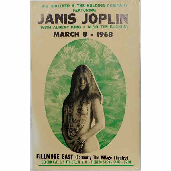 Appraisal: Two Janis Joplin Concert Posters Lot includes two posters from