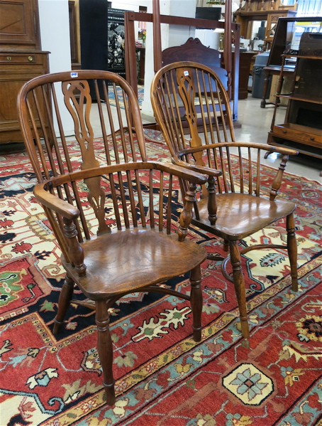 Appraisal: TWO YEW AND ELM WINDSOR ARMCHAIRS English last quarter of