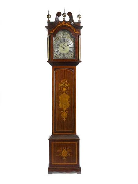 Appraisal: A Edwardian mahogany and satinwood crossbanded chiming longcase clock the