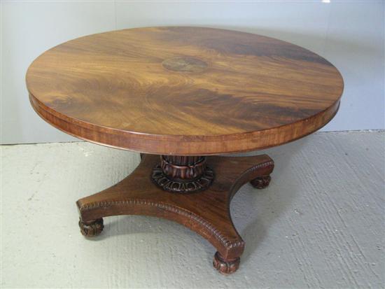 Appraisal: Early th century mahogany and rosewood breakfast table on carved