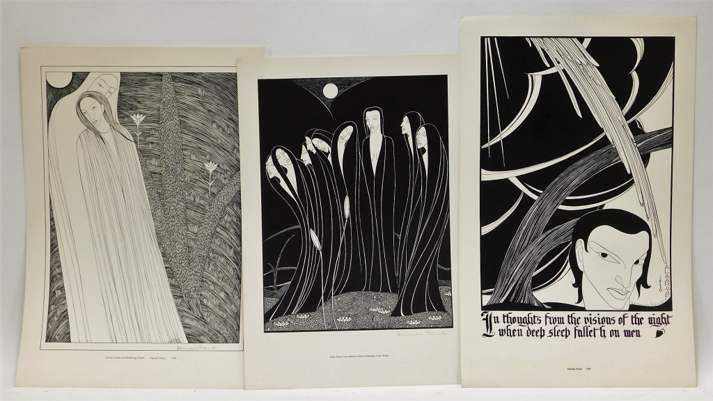 Appraisal: HANNAH FRANK FIGURAL WOODCUT PRINTS United Kingdom - Lot includes