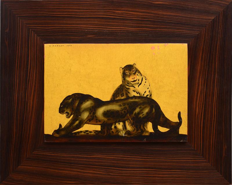 Appraisal: ANDR MARGAT - LEOPARD Oil on panel signed 'A Margat'