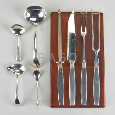 Appraisal: FRANZ HINGELBERG DANISH SILVER CARVING SET Four utensils with steel