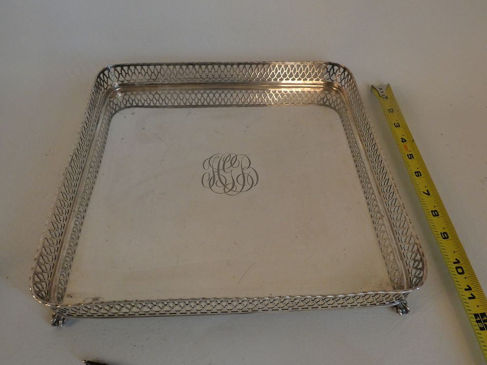 Appraisal: HOWARD NY STERLING TRAY Antique square sterling silver serving tray