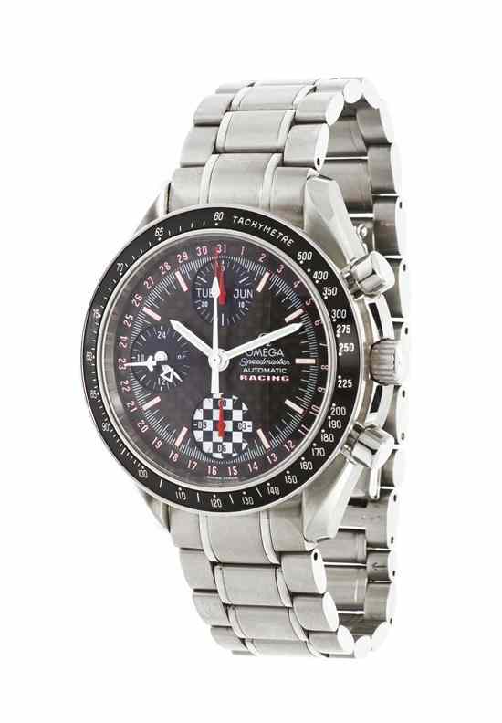 Appraisal: A Stainless Steel Speedmaster ''Racing'' Wristwatch Michael Schumacher Edition Omega