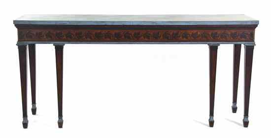 Appraisal: An English Marquetry Console Table circa having a rectangular top