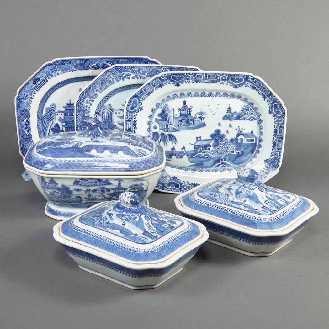 Appraisal: Group of Chinese Export Blue and White Porcelain Articles th