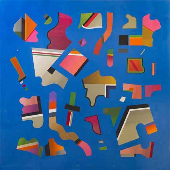 Appraisal: Roland Ginzel American b Untitled Blue with Fragments acrylic on