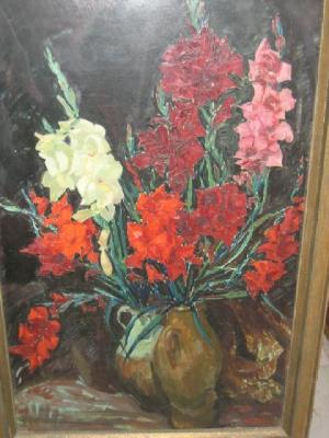 Appraisal: JAMES ARUNDEL - Still Life with Gladioli signed oil on