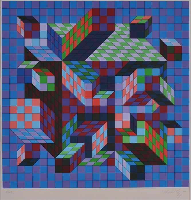 Appraisal: VICTOR VASARELY - UNTITLED Serigraph in colors x in sight