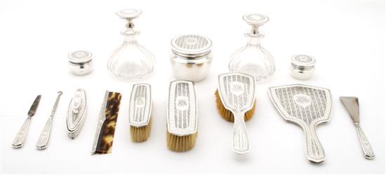 Appraisal: n American Sterling Silver and Mother-of-Pearl Dresser Set William B