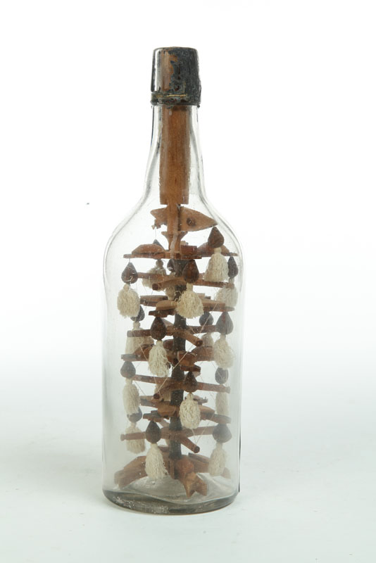 Appraisal: BOTTLE WHIMSEY American or European late th century glass wood