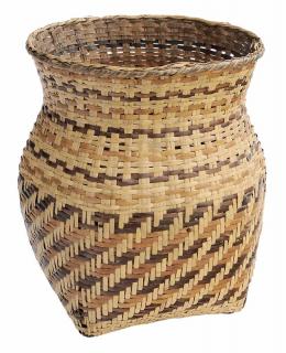 Appraisal: Cherokee River Cane Burden Basket North Carolina colors for walnut