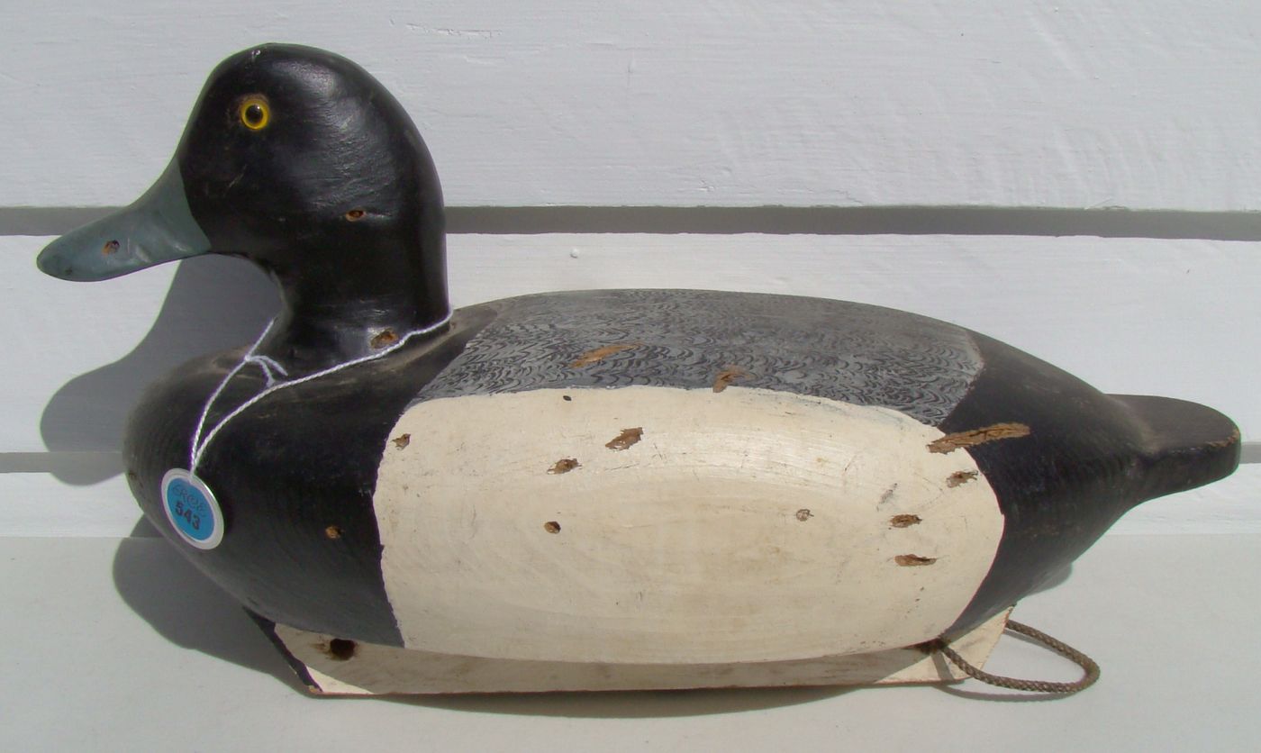 Appraisal: BLUEBILL DRAKE DECOY By Chet Reneson of Connecticut Hollow-carved body