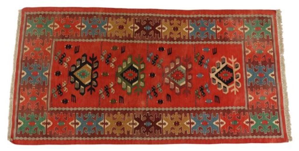 Appraisal: Hand-tied Kilim rug approx 'l ' w Please Note All