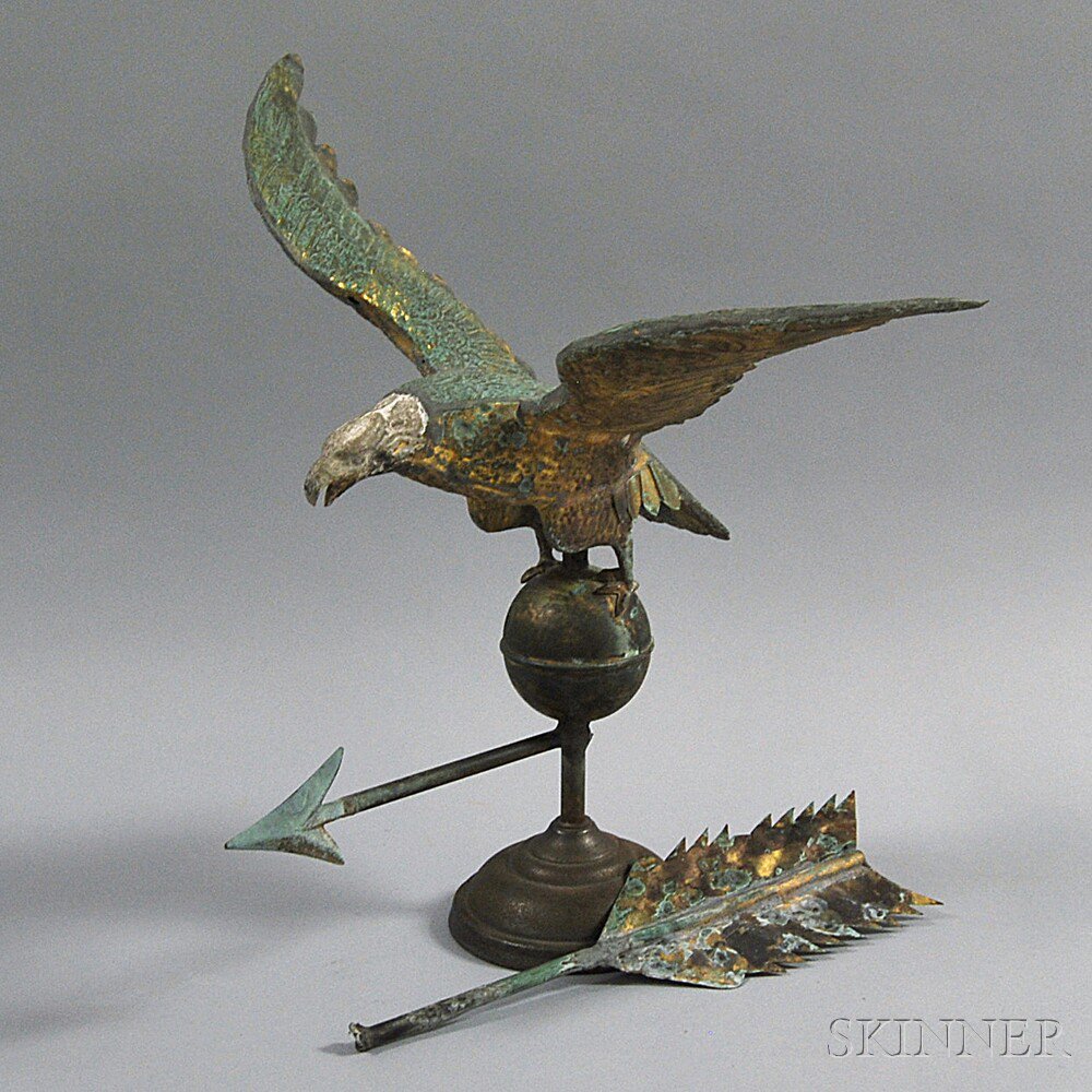 Appraisal: Gilt and Molded Copper Eagle Weathervane early th century the