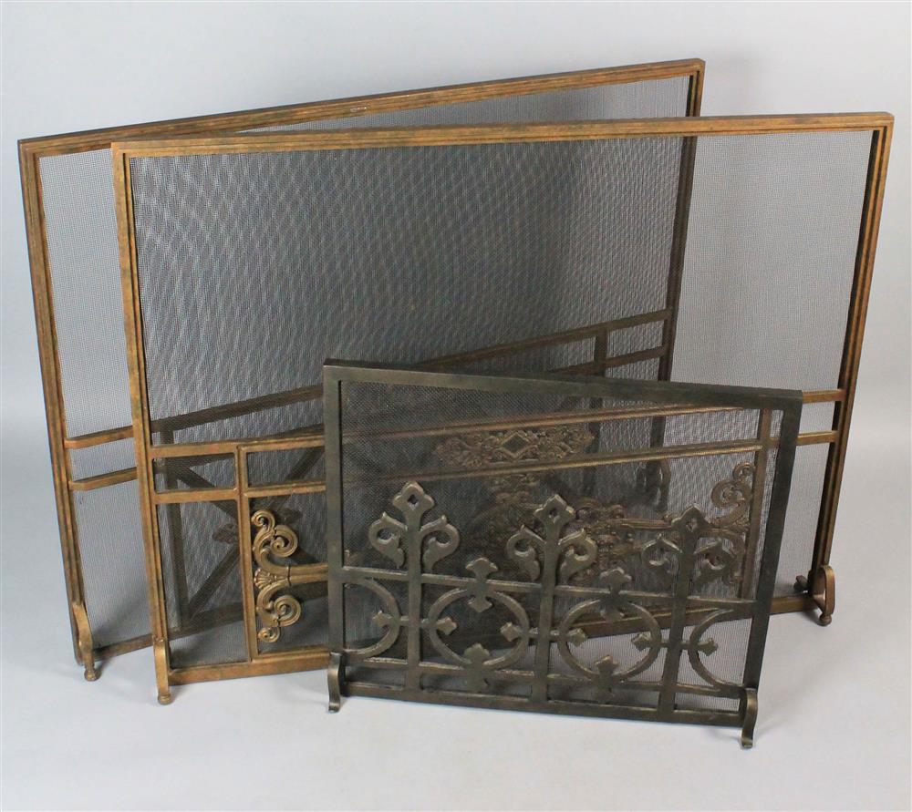 Appraisal: THREE CLASSICAL STYLE FIRE SCREENS h of black x w