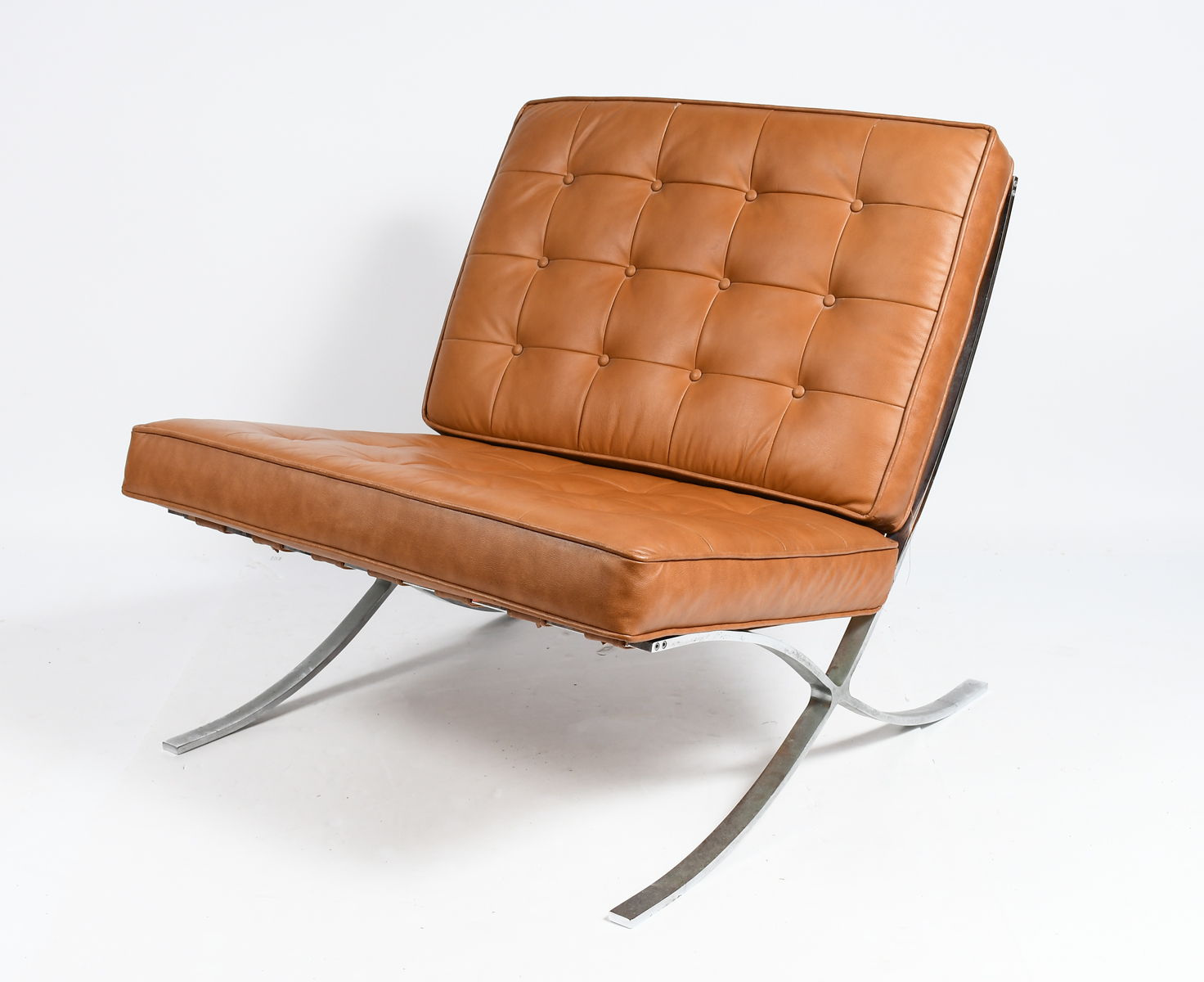 Appraisal: MID-CENTURY MODERN KNOLL STYLE BARCELONA CHAIR Unmarked attributed to Knoll