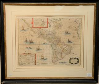 Appraisal: Jan Jansson Jodocus Hondius copper engraved hand colored map America