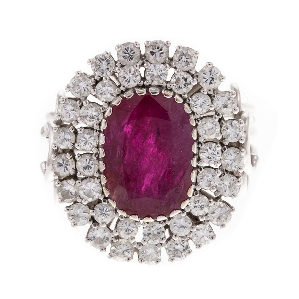 Appraisal: A ct Ruby Diamond Halo Ring in K K white