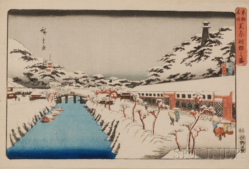 Appraisal: Hiroshige Snow at Shiba Akabane from a Toto meisho edition