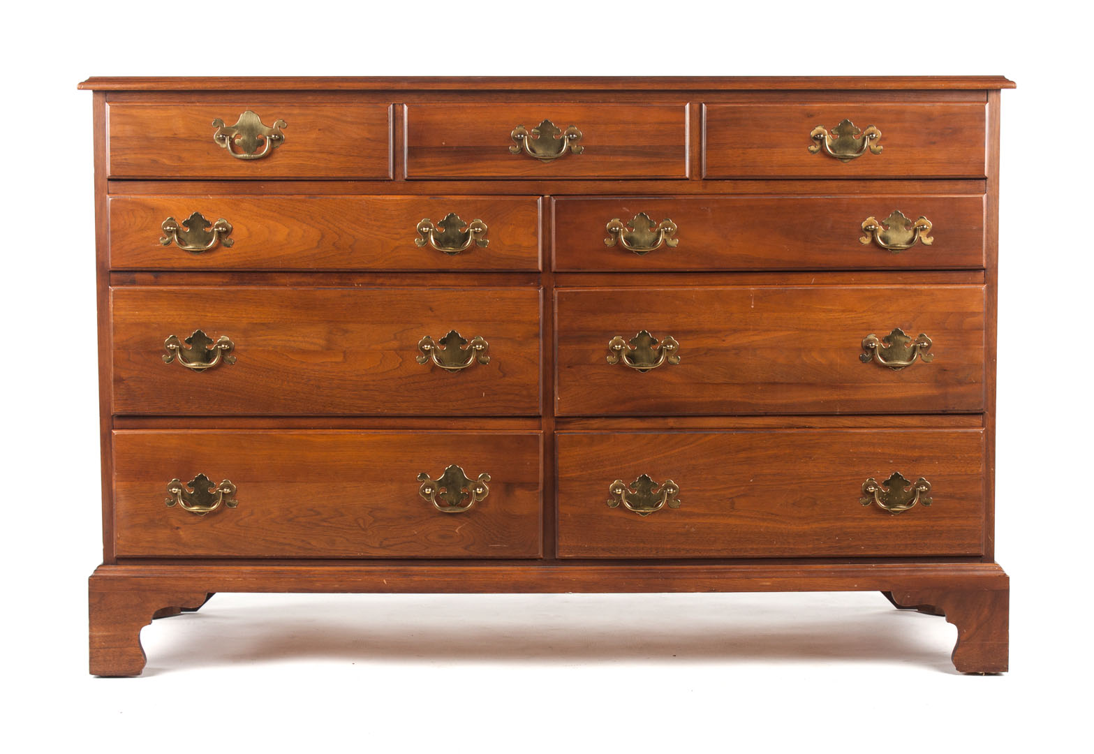 Appraisal: Henkel Harris walnut double dresser Chippendale style nine-drawer double dresser