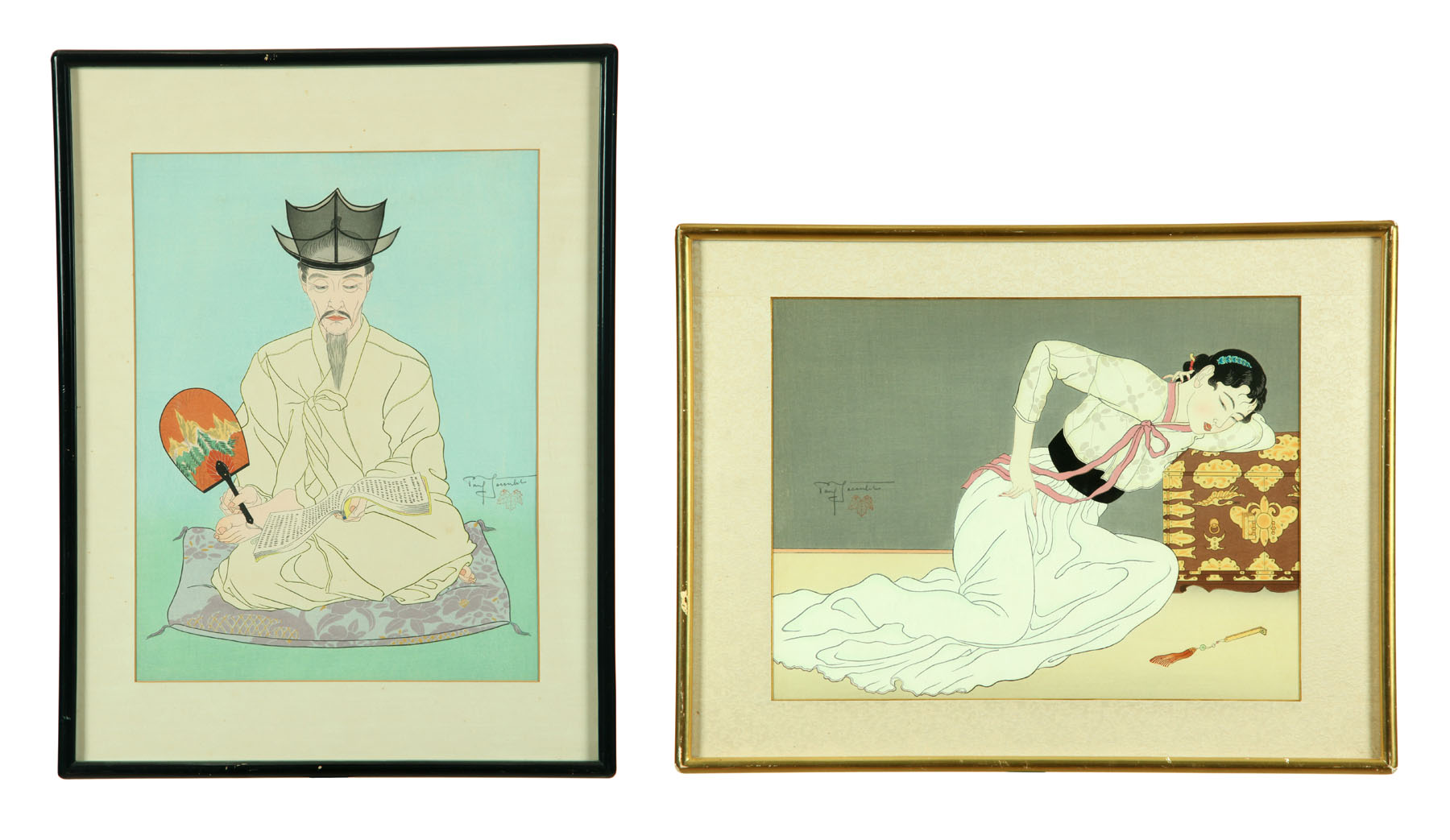 Appraisal: TWO WOODBLOCK PRINTS BY PAUL JACOULET FRANCE - Les Veaux