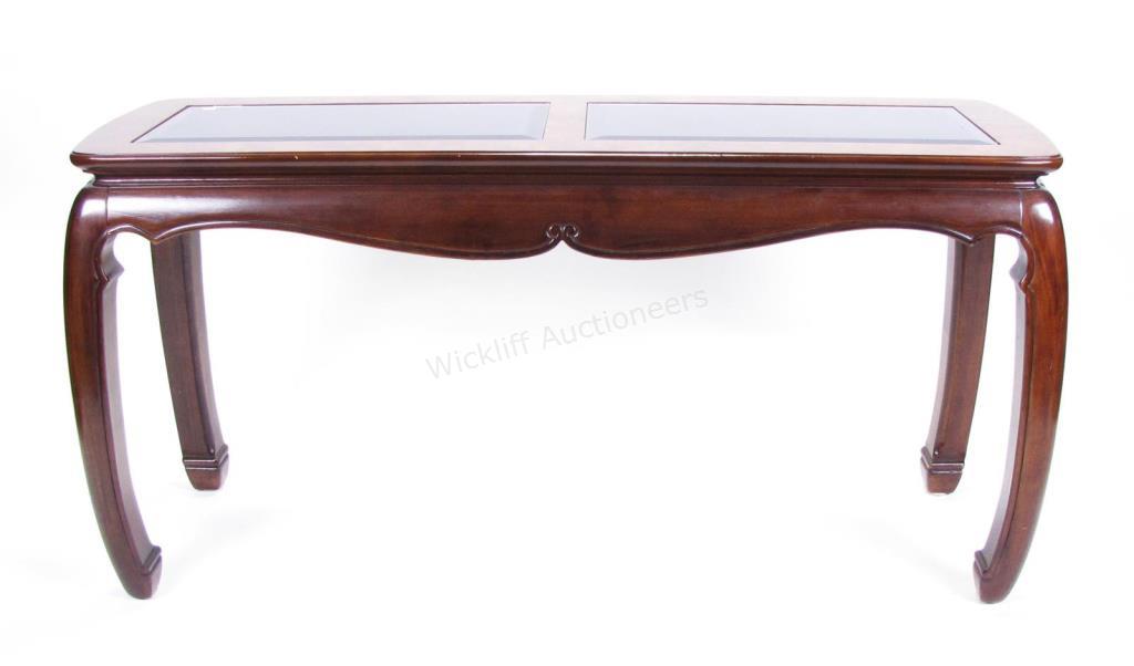 Appraisal: Decorator Glass Top Console two panel beveled and tinted glass