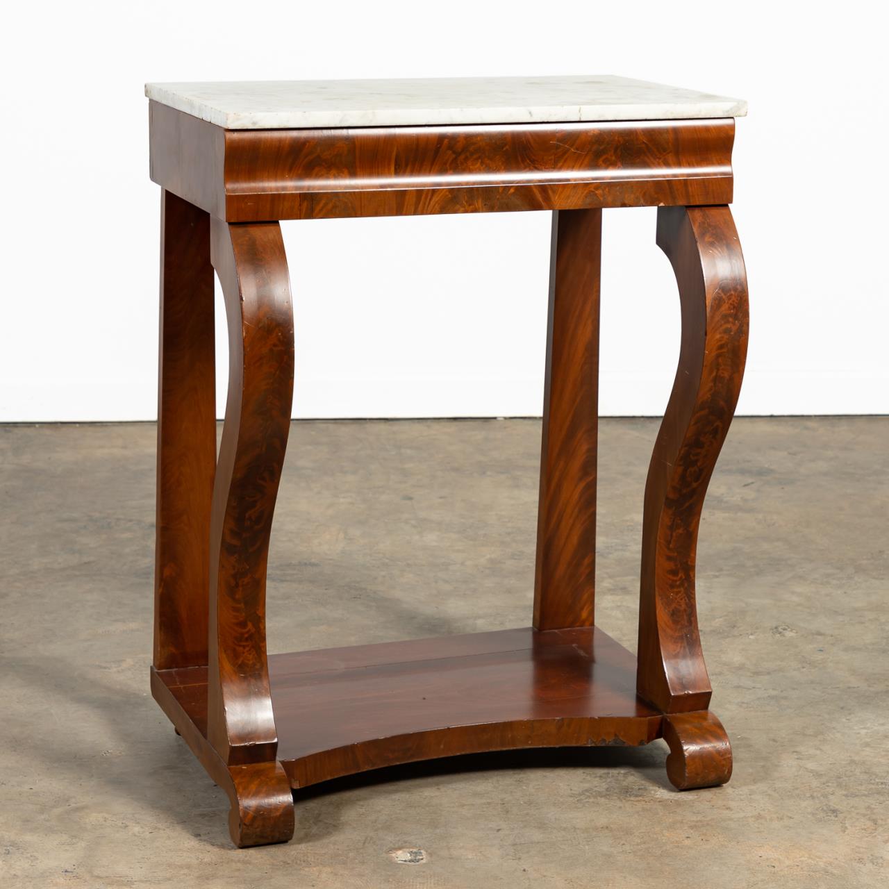 Appraisal: AMERICAN EMPIRE MAHOGANY MARBLE TOP PIER TABLE American th century