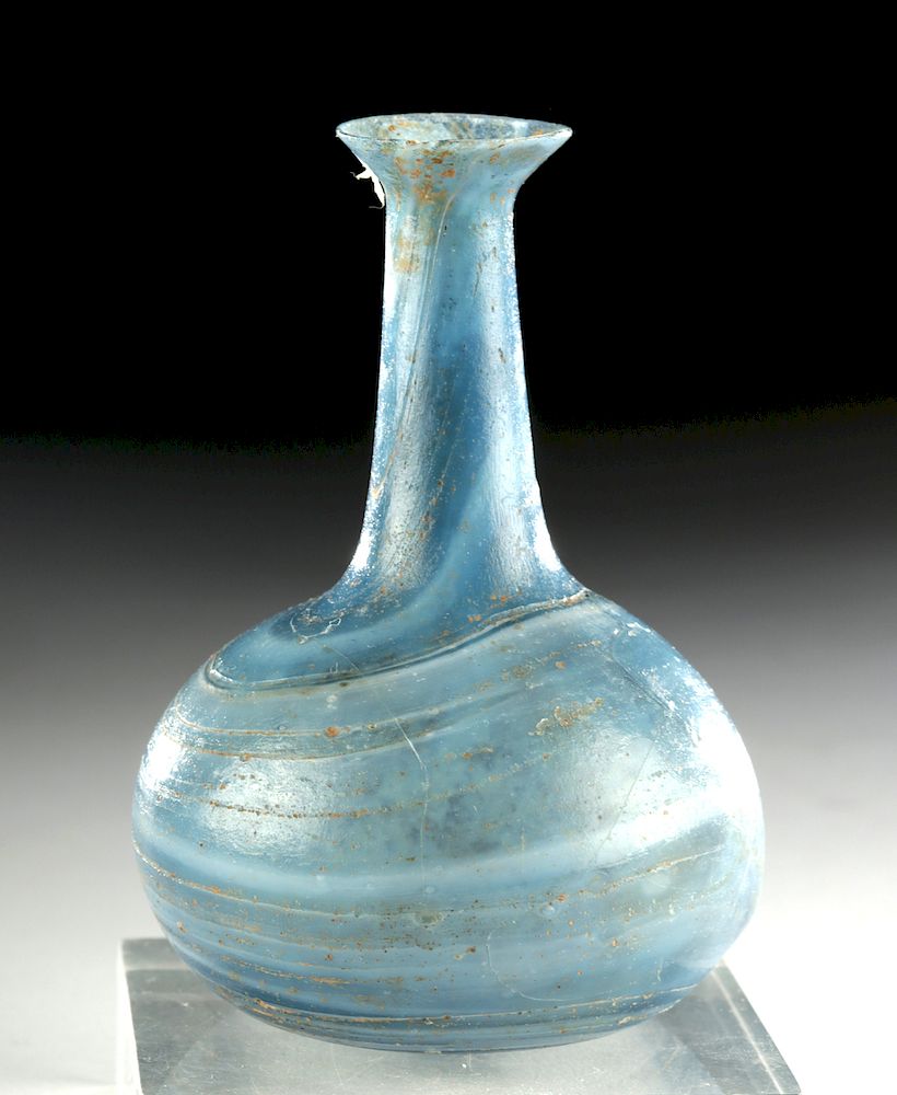 Appraisal: Roman Glass Vessel - Beautiful in Blue White Swirl Roman