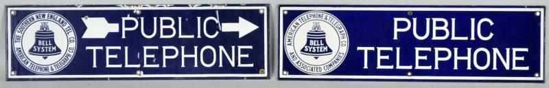 Appraisal: Lot of Porcelain Public Telephone Signs Includes one two-sided sign