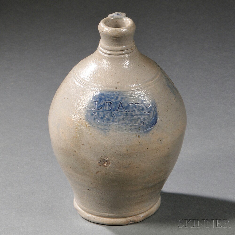 Appraisal: Small Stoneware Jug with Incised Decoration attributed to William Capron