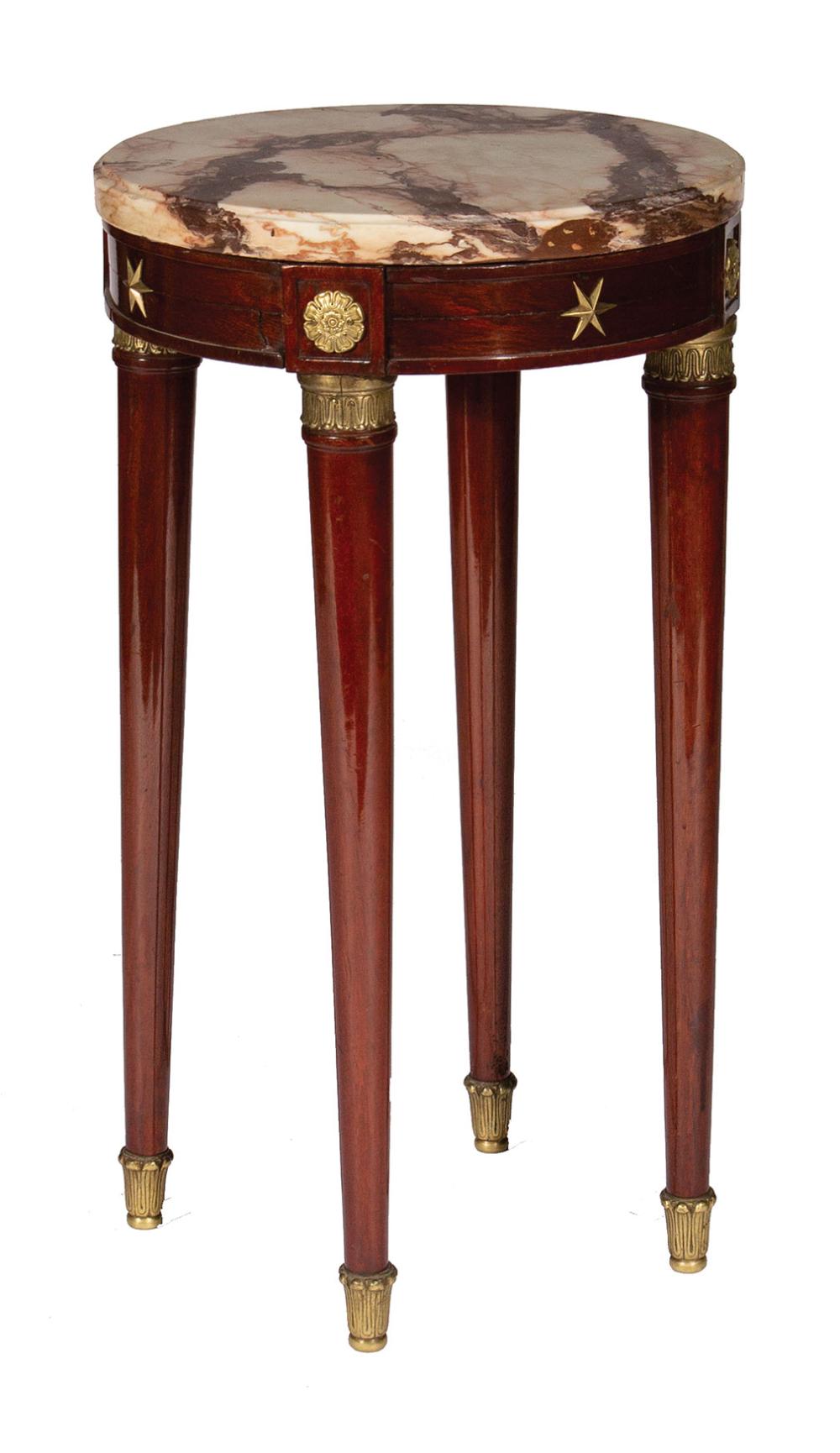 Appraisal: Louis XVI-Style Bronze Mounted Gueridon molded variegated rouge marble top