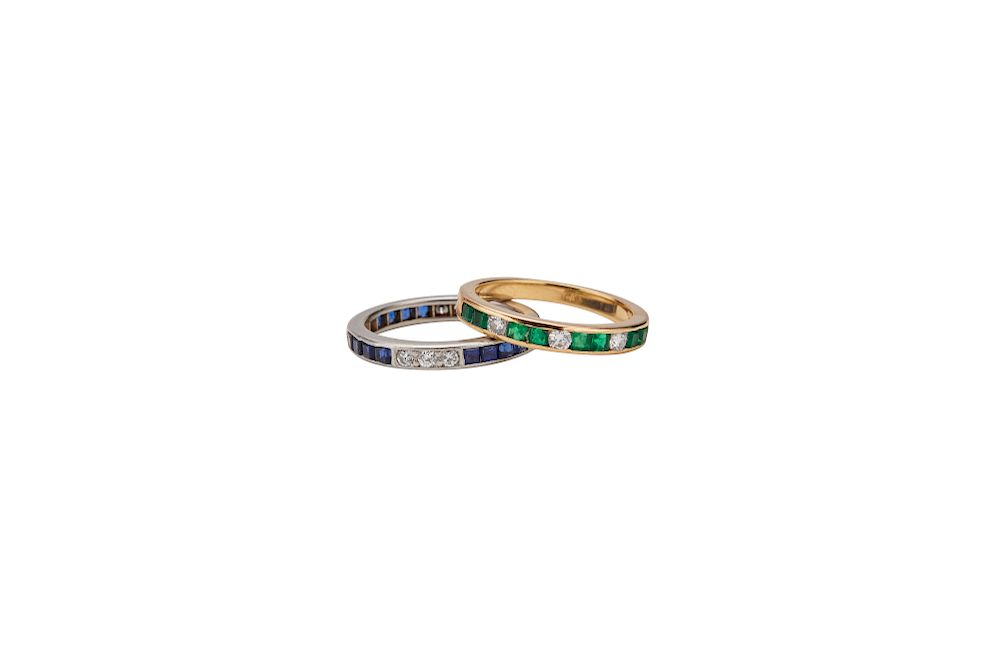 Appraisal: Two TIFFANY CO Diamond and Gemset Bands Two TIFFANY CO