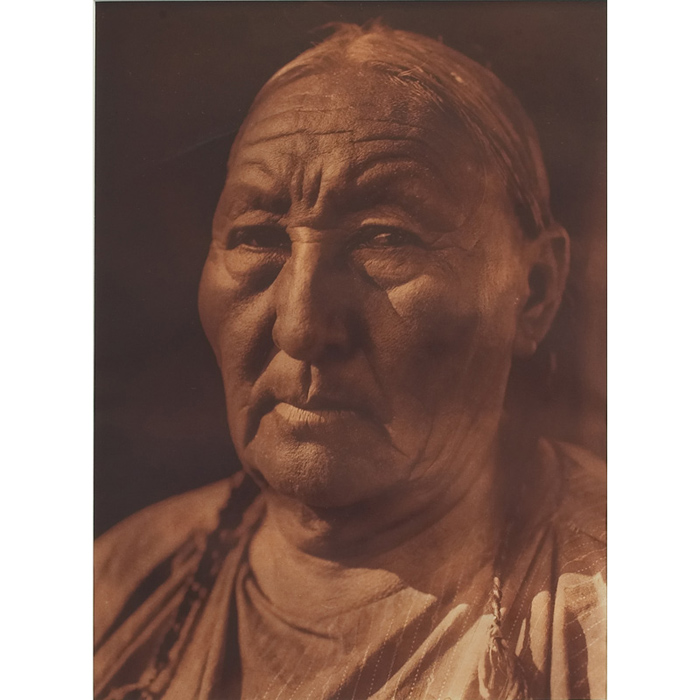 Appraisal: Edward Curtis photograph sepia Native American portrait matted framed x