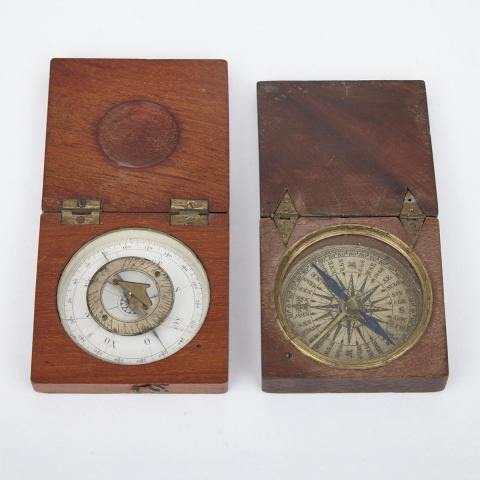 Appraisal: Two Georgian Mahogany Block Pocket Compasses late th early th