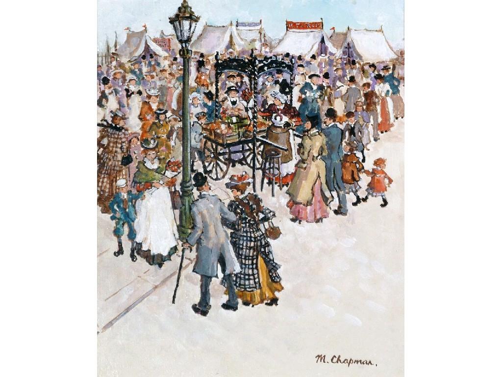 Appraisal: MARGARET CHAPMAN - OIL ON CANVASBusy market scenesigned x cm