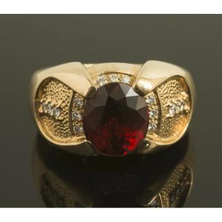 Appraisal: Spessartite Garnet Diamond k Gold Ring k gold ring containing