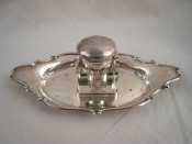 Appraisal: A silver inkstand the square glass pot with silver mounts