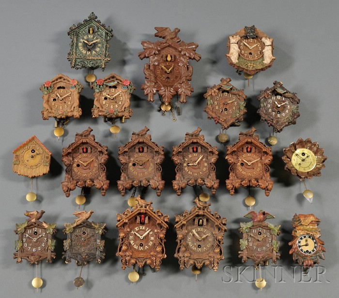 Appraisal: Collection of Nineteen Miniature Lux Cuckoo Clocks Keebler Clock Company