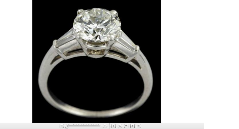 Appraisal: Platinum and diamond engagement ringSingle round cut diamond carats prong