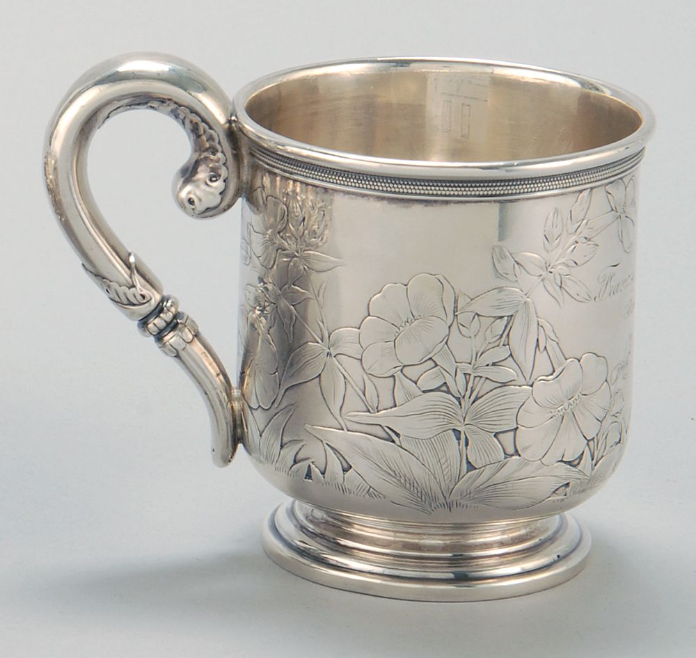 Appraisal: GORHAM STERLING SILVER BABY CUP th CenturyWith chased decoration of