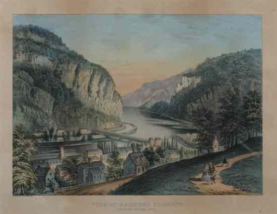 Appraisal: VIEW OF HARPER'S FERRY VA FROM THE POTOMAC SIDE Lithograph