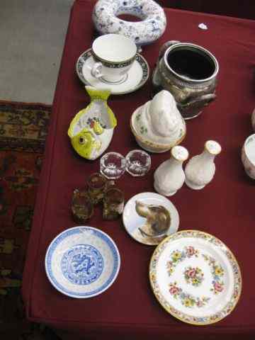 Appraisal: pcs Estate Lot includes Belleek figural dog box cup saucer