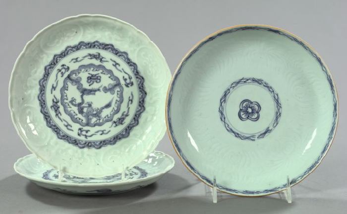 Appraisal: Three-Piece Group of Japanese Blue and White Porcelain consisting of