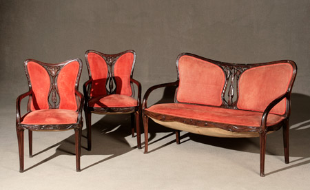 Appraisal: Art Nouveau Three-Piece Beechwood Salon Suite In the Manner of